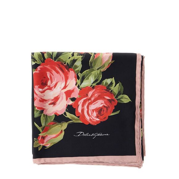 Dolce & Gabbana Women Multicolor Square Scarf With Floral Print In Silk Woman